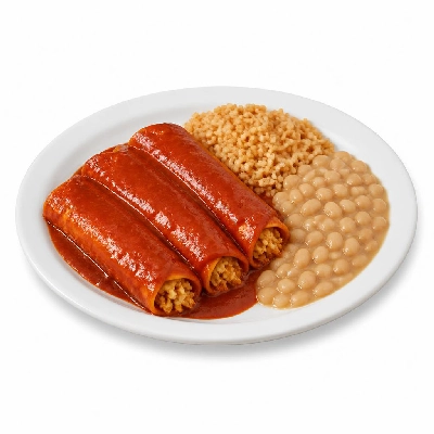 Wahoo's Fish Taco Enchilada Red Vegetarian Brown Rice White Beans