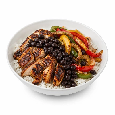 Wahoo's Fish Taco Fajita Veggie Bowl Blackened Chicken White Rice Black Beans