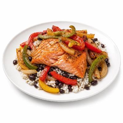 Wahoo's Fish Taco Fajita Veggie Bowl Salmon White Rice Black Beans