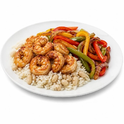 Wahoo's Fish Taco Fajita Veggie Bowl Shrimp White Rice White Beans