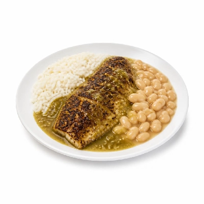Wahoo's Fish Taco Green Enchilada Blackened Fish Side White Rice White Beans