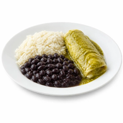 Wahoo's Fish Taco Green Enchilada Mushroom Side White Rice Black Beans