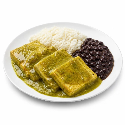 Wahoo's Fish Taco Green Enchilada Tofu Side White Rice Black Beans