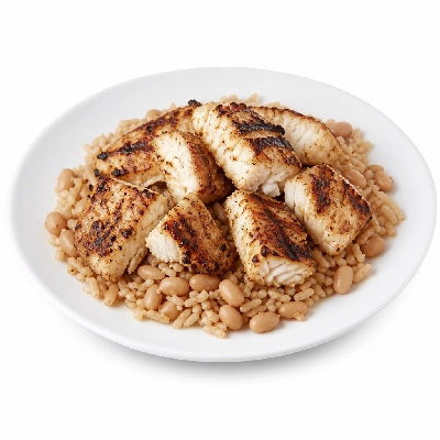 Wahoo's Fish Taco Kid's Bowl Fish Charbroiled Brown Rice White Beans