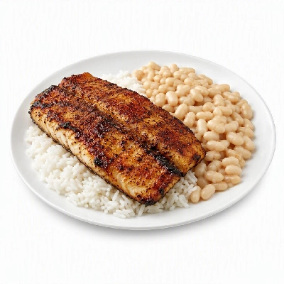 Wahoo's Fish Taco Kid's Bowl Fish Charbroiled White Rice White Beans
