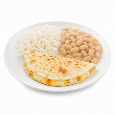 Wahoo's Fish Taco Kid's Mini Quesadilla with White Rice and White Beans