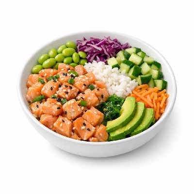 Wahoo's Fish Taco Power Chopper Salmon White Rice