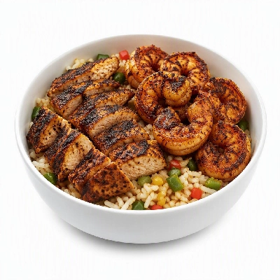 Wahoo's Fish Taco Protein Bowl Blackened Chicken & Shrimp