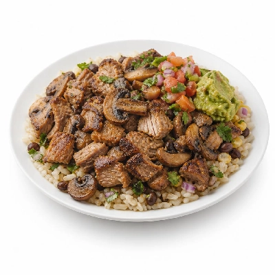 Wahoo's Fish Taco Protein Bowl Carnitas & Mushrooms