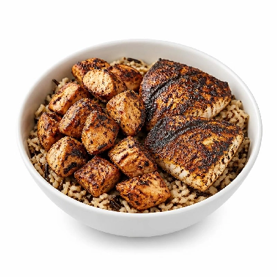 Wahoo's Fish Taco Protein Bowl Charbroiled Chicken & Blackened Fish