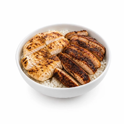 Wahoo's Fish Taco Protein Bowl Charbroiled Fish & Blackened Chicken