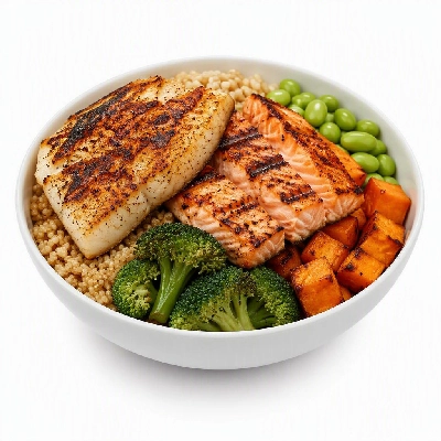Wahoo's Fish Taco Protein Bowl Charbroiled Fish & Salmon