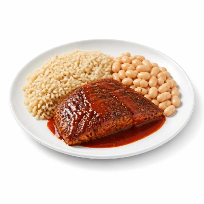 Wahoo's Fish Taco Red Enchilada Blackened Fish Side Brown Rice White Beans