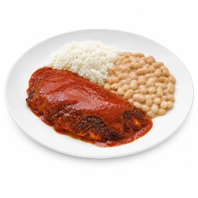 Wahoo's Fish Taco Red Enchilada Blackened Fish Side White Rice White Beans