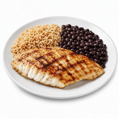 Wahoo's Fish Taco Shredder Sandwich Fish Charbroiled Brown Rice Black Beans