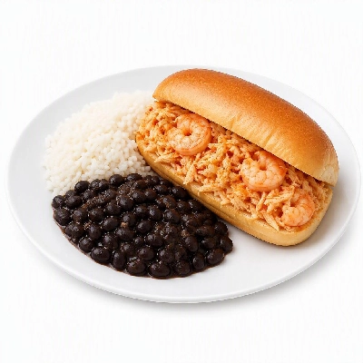 Wahoo's Fish Taco Shredder Sandwich Shrimp White Rice Black Beans