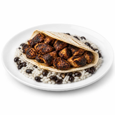 Wahoo's Fish Taco Skinny 1988 Blackened Chicken Taco Side White Rice Black Beans