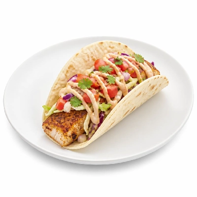 Wahoo's Fish Taco Skinny 1988 Blackened Fish Taco Side Brown Rice White Beans