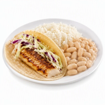 Wahoo's Fish Taco Skinny 1988 Charbroiled Fish Taco Side White Rice White Beans