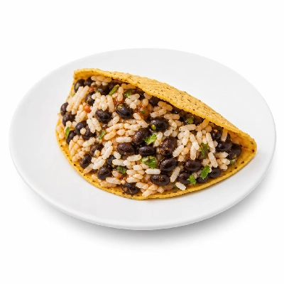 Wahoo's Fish Taco Skinny 1988 Vegetarian Taco White Rice Black Beans