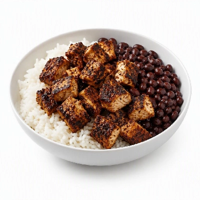 Wahoo's Fish Taco Skinny Burrito Bowl Blackened Chicken White Rice Black Beans