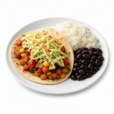 Wahoo's Fish Taco Skinny Citrus Slaw Banzai Veggie Taco Side White Rice Black Beans