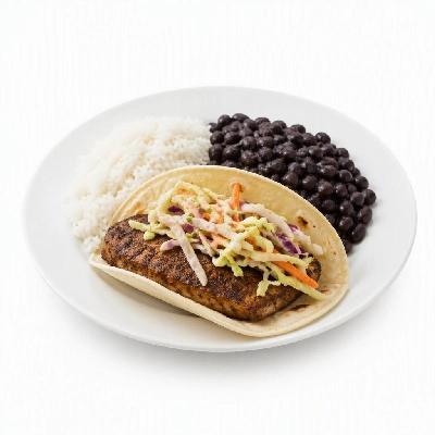 Wahoo's Fish Taco Skinny Citrus Slaw Blackened Fish Taco Side White Rice Black Beans