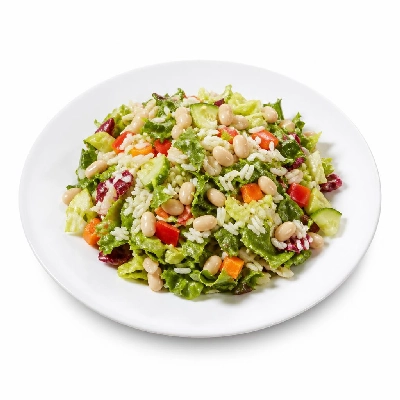 Wahoo's Fish Taco Sunset Chopped Salad with White Rice & White Beans Vegetarian