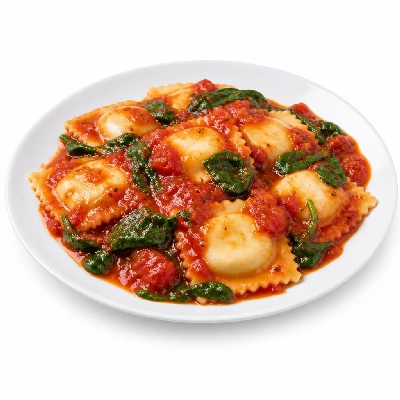 Wegmans Prepared Foods Packaged Pasta Meals Three Cheese Ravioli with Baby Spinach and Spicy Arrabbiata Sauce