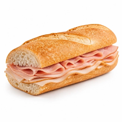 Wegmans Prepared Foods Sandwiches Fresh Honey Ham & Smoked Turkey on Organic Baguette