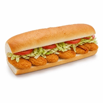 Wegmans Prepared Foods Sub Shop Old Fashioned Hot Chicken Finger Sub 7 Inch with Lettuce & Tomato