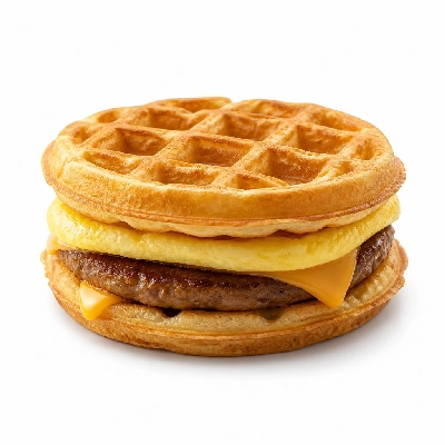 White Castle Breakfast Waffle Sandwich with Sausage Egg Cheese