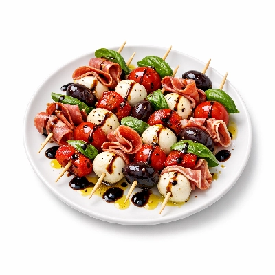 Whole Foods Market Recipes Appetizers Balsamic Glazed Antipasto Skewers with Fresh Mozzarella