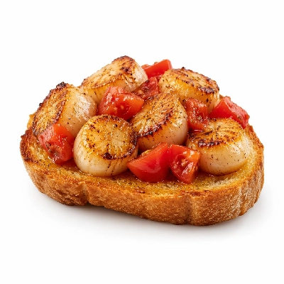 Whole Foods Market Recipes Appetizers Sauteed Scallops and Tomatoes on Garlic Toast