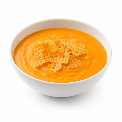 Whole Foods Market Recipes Carrot Apple and Ginger Soup with Cheese Crisps