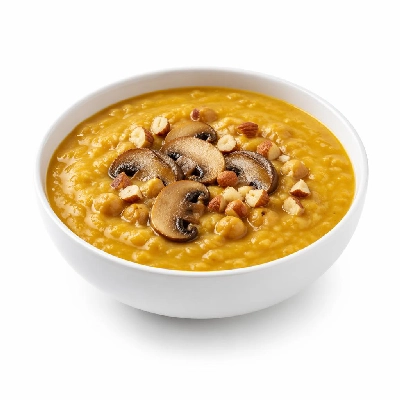 Whole Foods Market Recipes Chickpea Soup with Saffron and Mushroom Almond Garnish