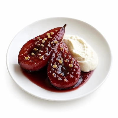 Whole Foods Market Recipes Desserts Gingered Pears with Port Glaze and Mascarpone