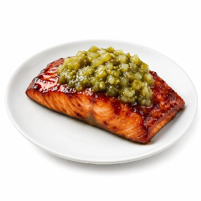 Whole Foods Market Recipes Main Dishes Barbecue Glazed Alaska Salmon with Tomatillo Salsa Verde