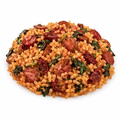Whole Foods Market Recipes Main Dishes Chorizo and Sun Dried Tomato Rice with Spinach