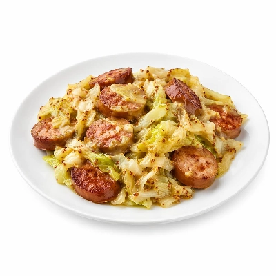 Whole Foods Market Recipes Main Dishes Grain Mustard Spiked Cabbage with Hot and Sweet Sausage