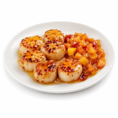 Whole Foods Market Recipes Main Dishes Honey Glazed Grilled Scallops with Peach Chutney