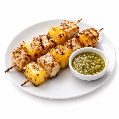 Whole Foods Market Recipes Main Dishes Mahi Pineapple Skewers with Tomatillo Salsa