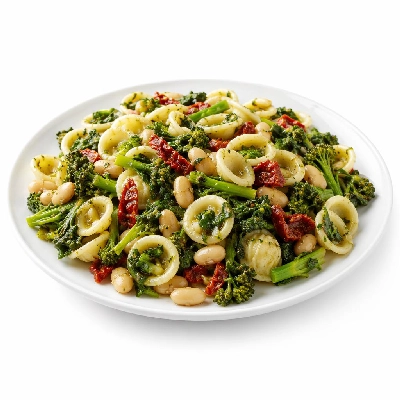 Whole Foods Market Recipes Main Dishes Orecchiette with Broccoli Rabe Sun Dried Tomatoes and White Beans
