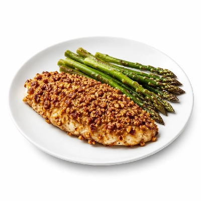 Whole Foods Market Recipes Main Dishes Oven Roasted Pecan Crunch Catfish and Asparagus