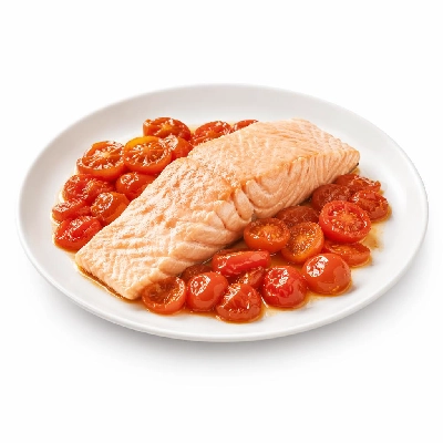 Whole Foods Market Recipes Main Dishes Poached Wild Salmon with Skillet Tomatoes