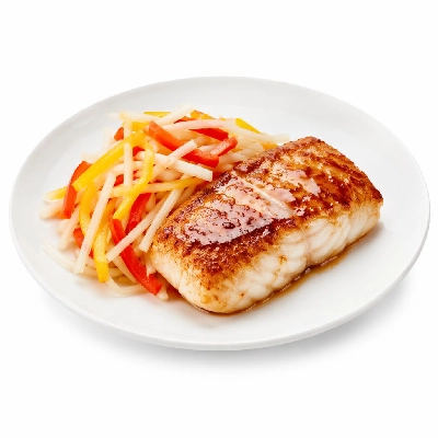 Whole Foods Market Recipes Main Dishes Ponzu Marinated Halibut with Jicama and Bell Pepper Slaw