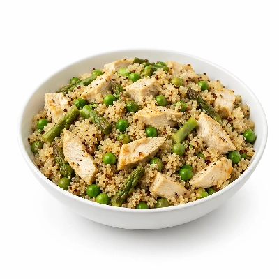 Whole Foods Market Recipes Main Dishes Quinoa Primavera with Chicken Spring Peas and Asparagus