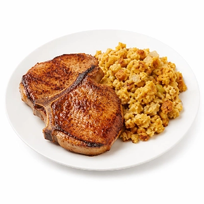 Whole Foods Market Recipes Main Dishes Roasted Pork Chops with Cornbread Stuffing