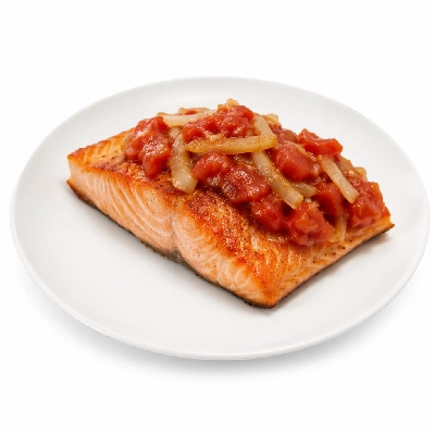 Whole Foods Market Recipes Main Dishes Saffron Roasted Salmon with Tomato Fennel Compote