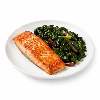 Whole Foods Market Recipes Main Dishes Salmon with Sauteed Swiss Chard